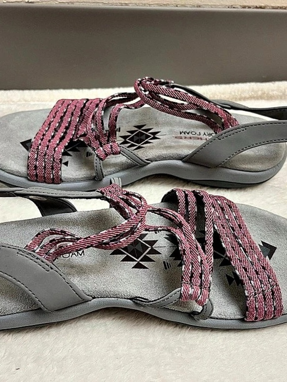 Skechers Reggae Strappy Sandals Gray & Pink Size 7 - Picture 11 of 12